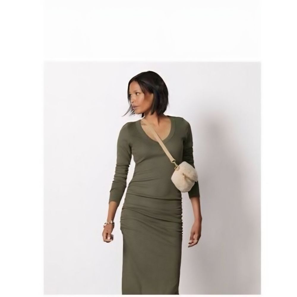 Michael Stars Shimmer charcoal grey knit ruched midi dress, NWOT, M